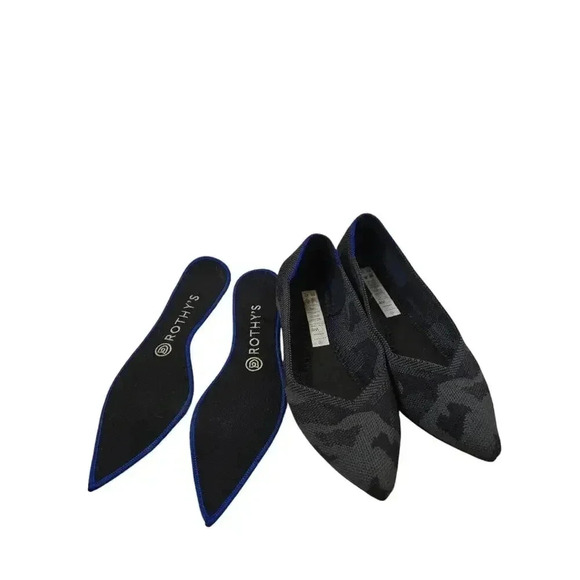 Rothy's The Point Flats Gray Black Camo Slip On Knit Washable Ballet Size 8W - Picture 5 of 6